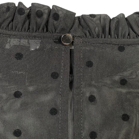 Long Tall Sally Black Sheer Polka Dot Neck Jersey Long Sleeve Top Size M - Picture 5 of 14